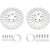 11.5'' 1 Piece Front Rotor and 1 Piece Rear Rotor Compatible with Harley Rotor Sportster1200, Dyna,Softail,Fat Boy,Super Glide,Heritage Softail,Softail Springer,Sportster 883, Polished Finish