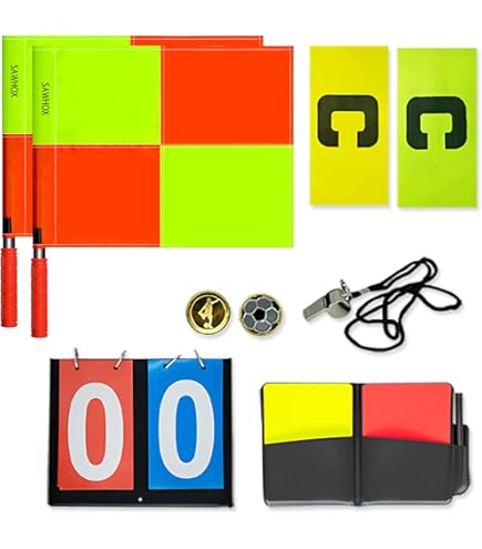 Referee Communication System 8-Piece Soccer Referee Kit - Includes Flags, Whistle, Cards, Armbands & More Referee Equipment Bundle - View #10