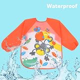Vicloon 3Pcs Baby Bibs with Sleeves Waterproof Long Sleeve Bib Orange Purple view 4