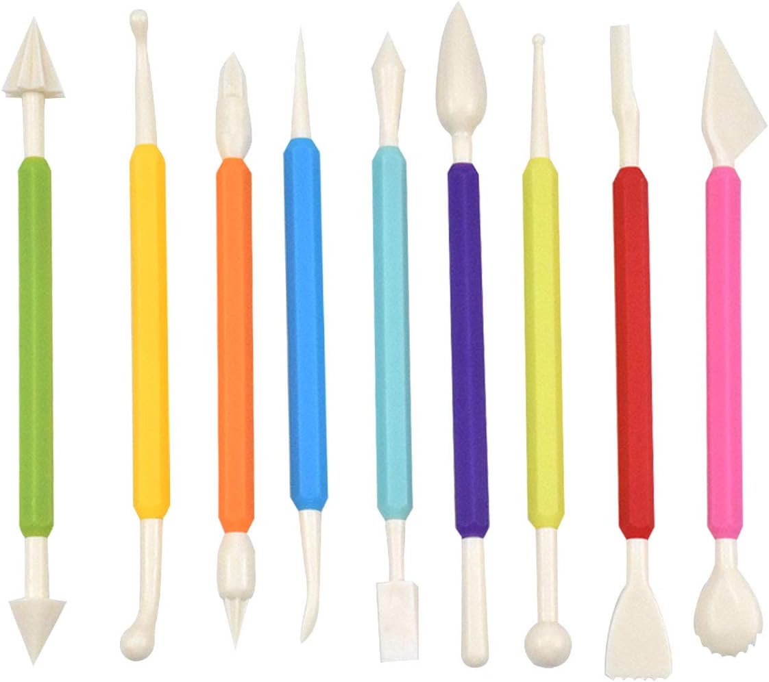 Jinlaili Modellierwerkzeug Kuchen, 9 STK Fondant Modellierwerkzeug, Backen Zubehör Fondant, Clay Werkzeug, Keramik Werkzeug Skulptur, Kunststoff Modellierset für Fondant, Kuchen, Clay Dekoration