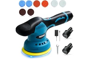 HAZFAS Cordless Polisher, Cordless Car Buffer Polisher Kit with 2pcs Battery,Buffer Polisher for Car Detailing, Pulidora de Autos BLUE-PGJ