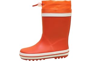 WTW Fleece Lined Todder Kids Rubber Rain Boots - Waterproof Warm Winter Outdoor Shoes for Girls Boys, Adjustable Drawstring, Non-Slip for Hiking and Adventures