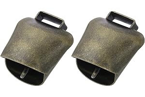 Grazing Iron Bells for Cow Horse, 2 Pcs Farm Animal Cow Bells Noise Makers, Cattle Farm Animal Copper Loud Bronze Bells, 1.5 