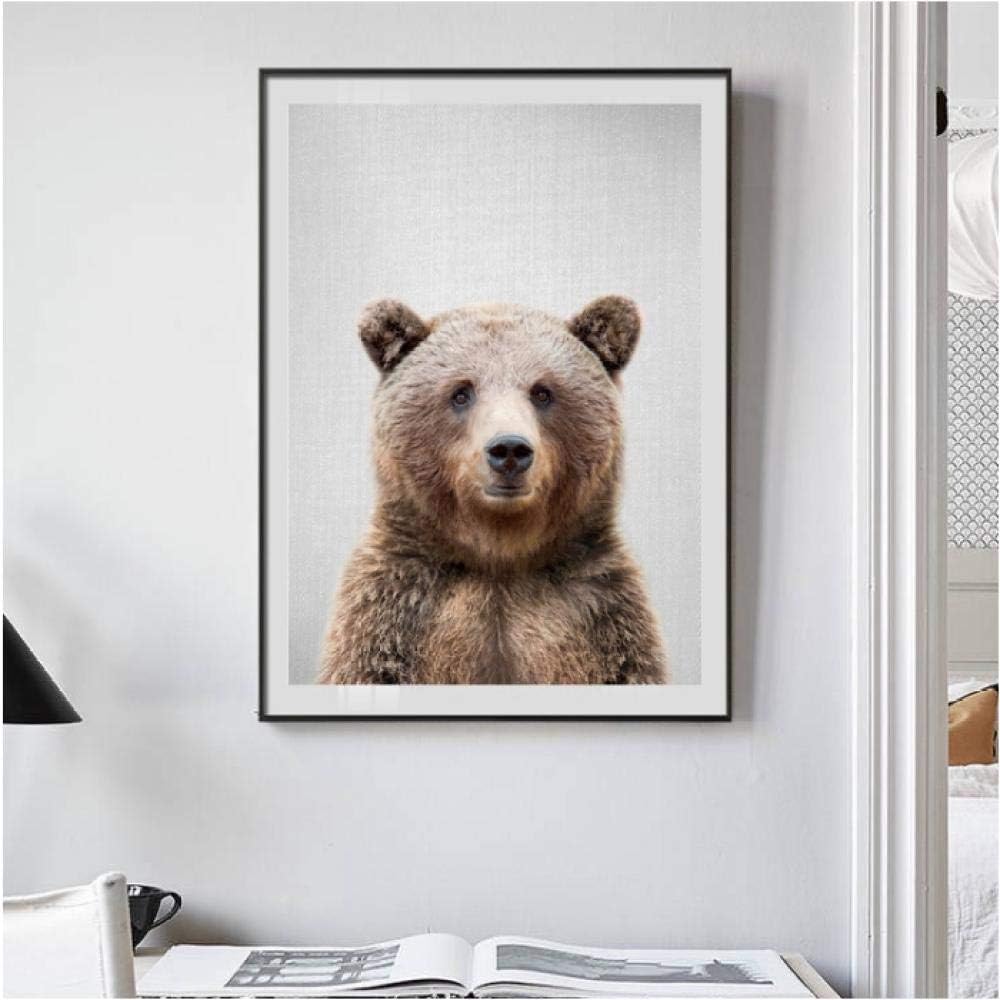 Grizzly Bear Canvas Painting Wall Art Pictures Animal Poster and Print
