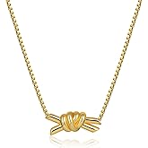 TONLUYAX Gold Knot Pendant Necklace for Women Dainty Gold Necklace Love Knot Necklace Statement Jewelry