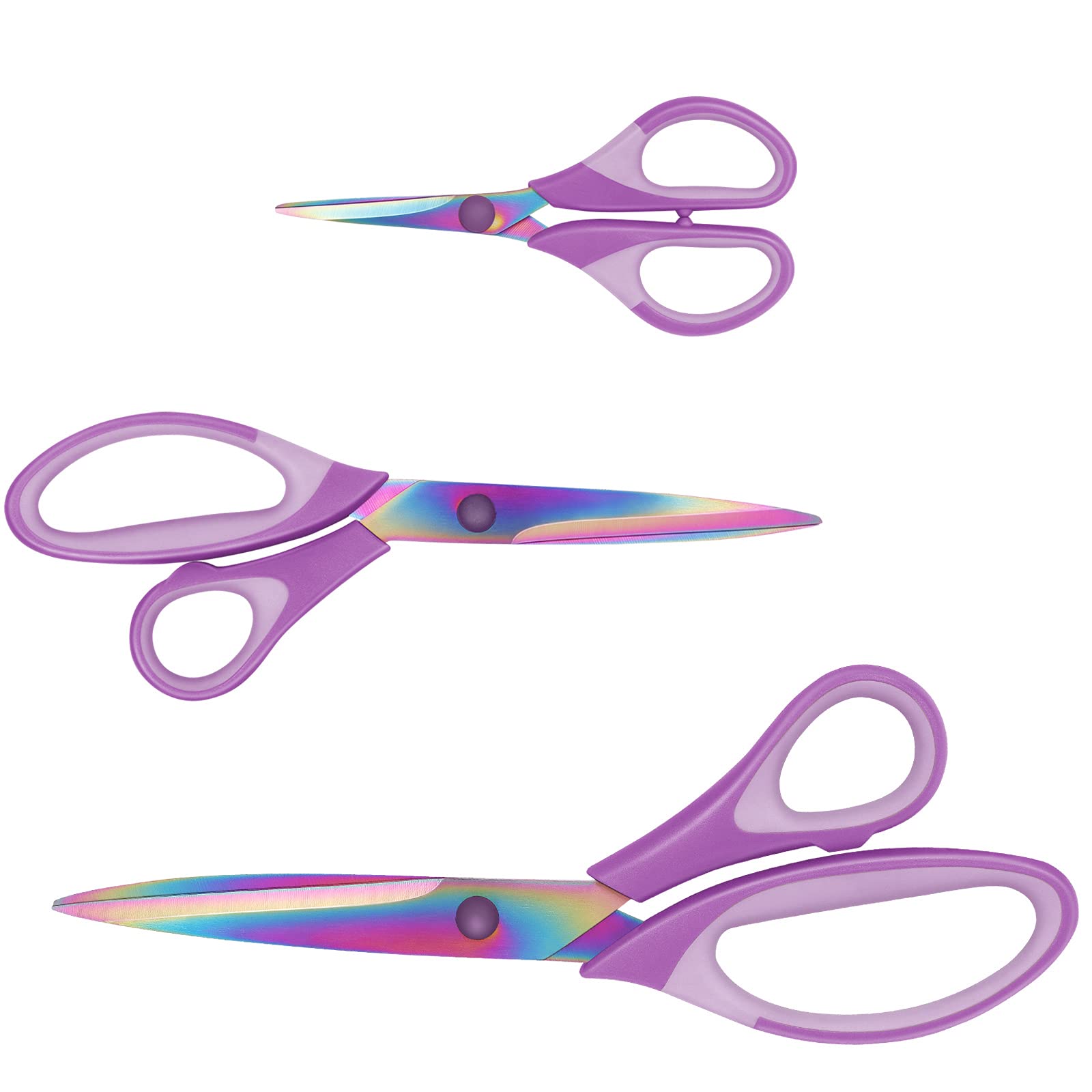 Uaugulft Multi-Purpose Scissors Set of 3, Titanium Blades, Soft Grip Handle, Purple — image 1