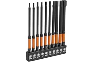 10/20Pcs Impact Hex Head Allen Wrench Drill Bit Set Metric and SAE S2 Alloy Steel Hex Bit Set with Magnetic Tips 1/4inch Quic