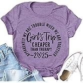 Aoswep Girl's Trip 2025 Cheaper Letter Print Women Slogan T-Shirt