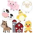 Blulu 35 Pieces Farm Animals Decor Animal Party Decorations and Supplies, Farm Animal Cutouts for Baby Shower, Birthday Party Essentials with 80 Glue Point Dots