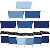 Whaline 100Pcs Summer Dusty Blue Coffee Cup Sleeves 4 Gradient Blue Colors Corrugated Paper Sleeves for Winter Hot Cold Drinks, Suitable for 3.5 Inch Caliber Cups