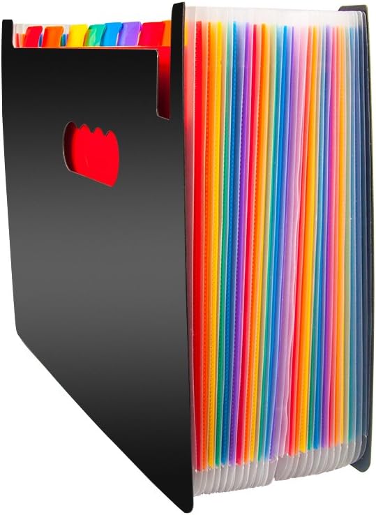 24 Layers PP Multi-Layer Organ Packet Data Color Expanding File Folder, Desktop Finishing Rack， A4 Accordion Document Organizer High Capacity File Holde