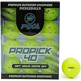PIXA Propick 40 Unisphere Premium Outdoor Pickleball - USAPA Approved, Tournament Play, Durable Outdoor Pickleballs, Consistent Bounce,Smooth Flight,Competitive Play,Bright Yellow/Green,Pack of 3,6,12