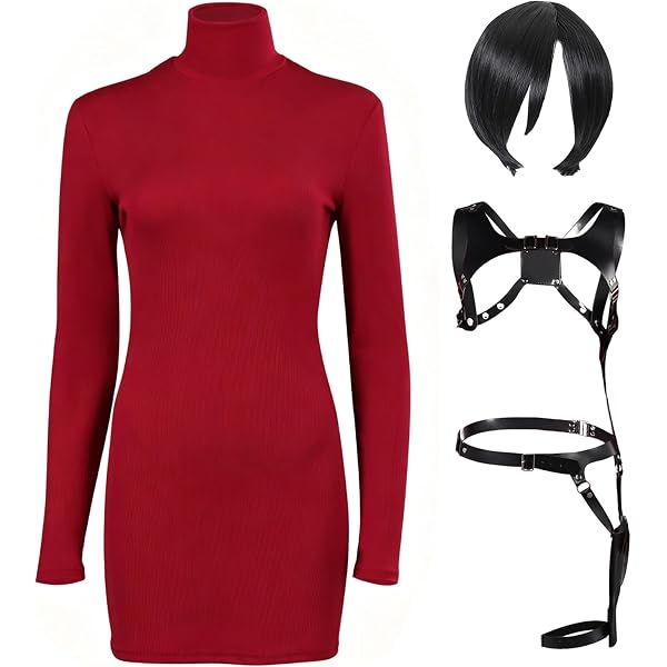 OSIAS Ada Wong Cosplay Costume For Women -Thick & Stretchy Red Knit Sweater  Dress, Adjustable Holster & Belt (S) : Amazon.ca: Clothing, Shoes &  Accessories