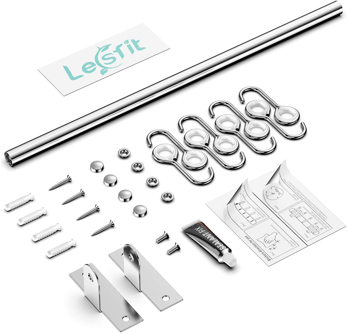 Lesfit Wall Mounted Kitchen Utensil Rack, No Drilling Self Adhesive & Screw Fixing - Image 5