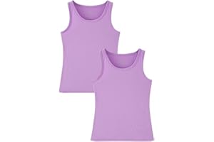 Huata Girls Tank Top 2 Packs Racerback Sleeveless Dance Athletic Shirt for Kids