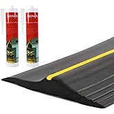 ToLanbbt 20Ft/6M Universal Garage Threshold Seal Strip with 300ml Black Sealants/Adhesives, Garage Door Bottom Weatherproof Strip Rubber DIY Weather Stripping Replacement (Black+Yellow)