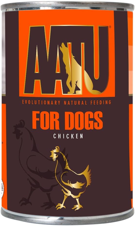 AATU 90/10 Wet Dog Food in a Tin, Chicken (6x400g), Grain Free Recipe, No Artificial Ingredients