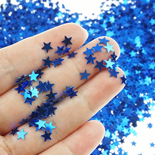 Bilipala Blue Star Table Confetti Sparkle Star Sequins For Wedding Baby Shower Birthday Party Decorations Supplies, 6 MM, 2 Ounce