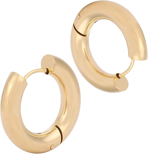 Amazon Adelina Style アデリナスタイル 幅5mm内径12mm ステンレスピアス ゴールド 太めフープピアス レディース メンズ リングピアス アレルギーフリー 両耳ペア ボディピアス 通販