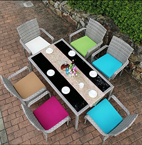 Sigmat Indoor/Outdoor Square Seat Cushions Waterproof Chair Cushion Solid Portable Chair Pad Black 20 Inch