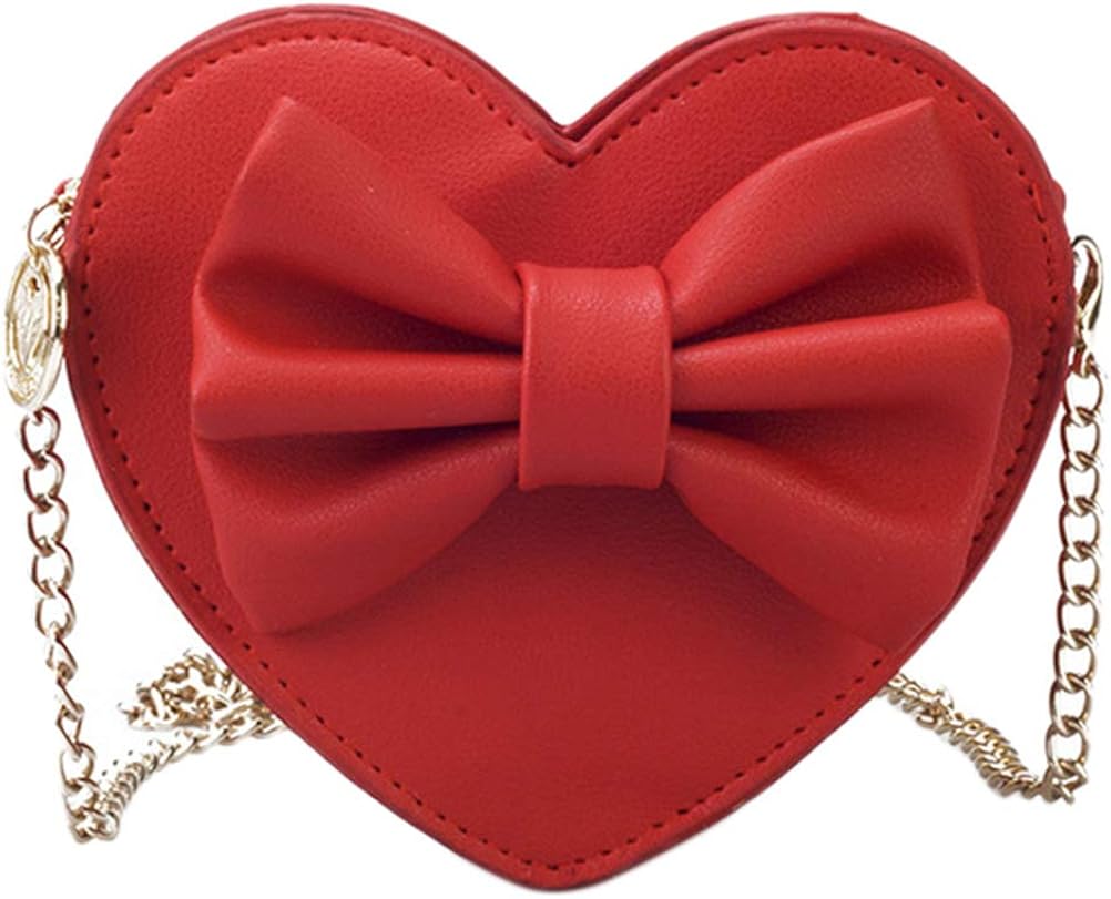 LUOZZY Cute HeartShaped Crossbody Purse Bowknot Shoulder Bag Satchel