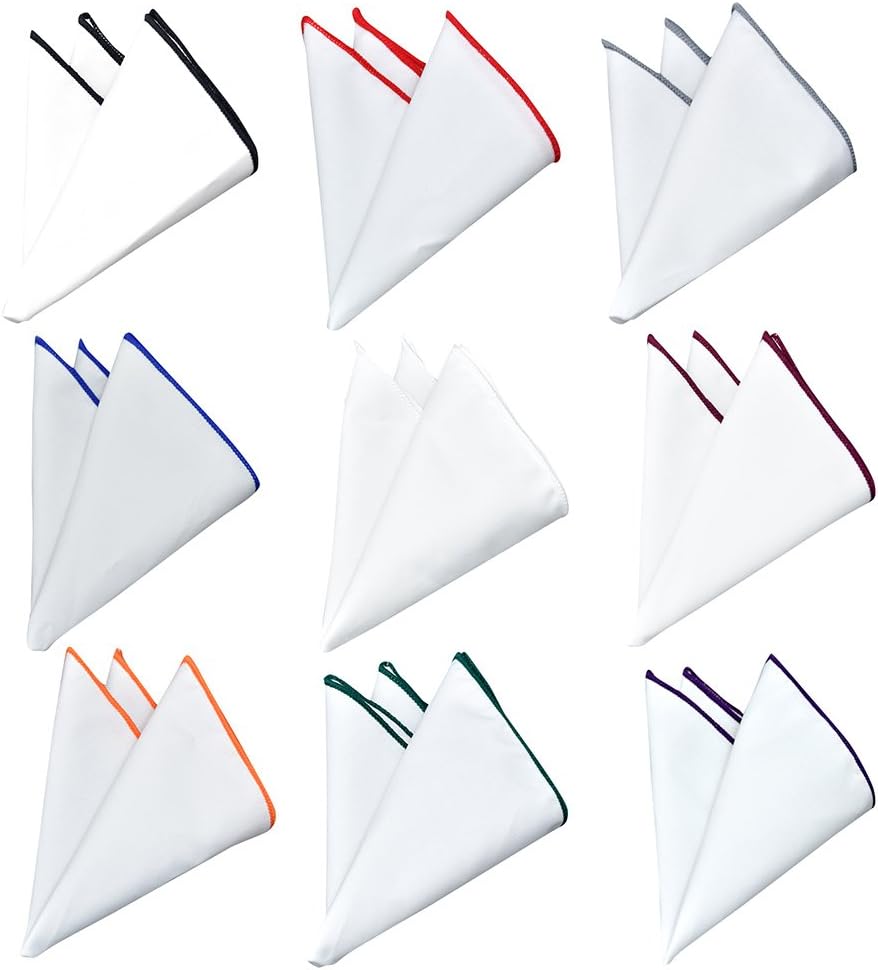 Men's Pocket Square Set Handkerchiefs Wedding Party Pack of 9