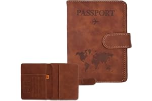 CHFFCUH Passport Holder for Travel, RFID Passport Holder, Brown Passport Cover Case, Passport Wallet PU Leather Passport Book Travel Wallet with Card Holder Travel Must Haves Accessories for Women and Men