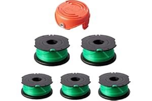 Eyoloty SF-080 Trimmer Replacement Spools Compatible with Black Decker SF-080-BKP GH3000 GH3000R LST540 LST540B Weed Eater 20ft 0.080" Edger Refills with 90583594 Cover Cap (5 Spool+1 Cap)