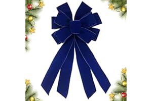 CHMOART Christmas Wreath Bow 20 x 11 Inches Large Christmas Bows Navy Blue Velvet Bow Winter Farmhouse Bow Xmas Tree Topper Ornament Bow for Home Front Door Decorations