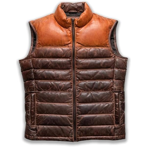 Leder Fashions Men's American Style Quilted Puffer Down Vest - Two