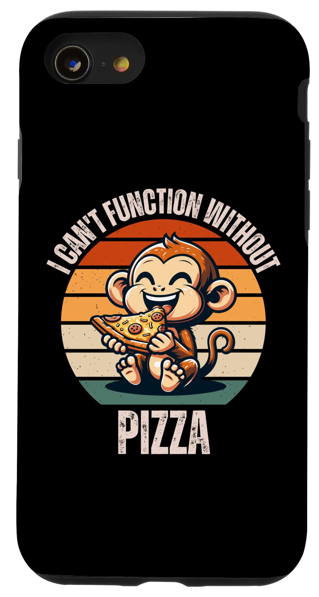 iPhone SE (2020) / 7 / 8 Vintage Monkey I Can't Function Without Pizza Lover Case