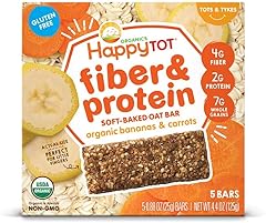 Happy Tot Organics Fiber & Protein Soft-Baked Oat Bars Organic Toddler Snack Banana & Carrot, 0.88 Ounce Bars, 5 Count Box (P
