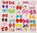Hixixi 50pcs/pack Pet Cat Dog Hair Bows Multicolor Rhinestone Beads Flowers Topknot With Rubber Bands Puppy Hair Accessories Mix Color Random