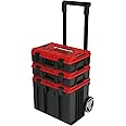 Einhell 4540024 E-Case Tower Tool Storage System | 3 Stackable Cases with Wheels and Telescopic Handle | Power Tool Box, Lock