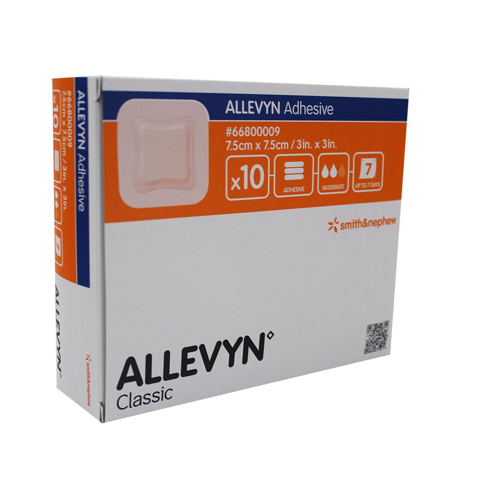 ALLEVYN Adhesive Hydrocellular Dressings 7.5cm x 7.5 cm Pack of 10