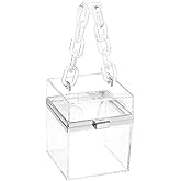 uxcell Women Acrylic Clear Clutch Purses Square Evening Handbag Box Purse for Wedding Prom Party, Transparent/Silver