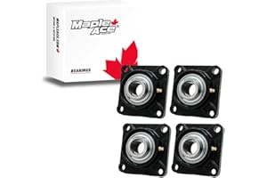 MAPLE ACE UCF206-20 Square Flange Bearing 1-1/4" Bore, 4-Bolt Self-Aligning, Solid Base, R3 Triple Lip Seal, Heavy Duty (Qty 4)