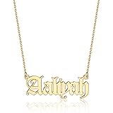 Custom Name Necklace Personalized, 14K Gold Plated Old English Customized Nameplate Necklace Personalized Initial Name Necklace Custom Jewelry Gifts for Women Gothic Font Style