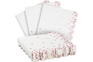Birthday Party Decorations, Polka Dot Napkins (Rose Gold, 50-Pack)