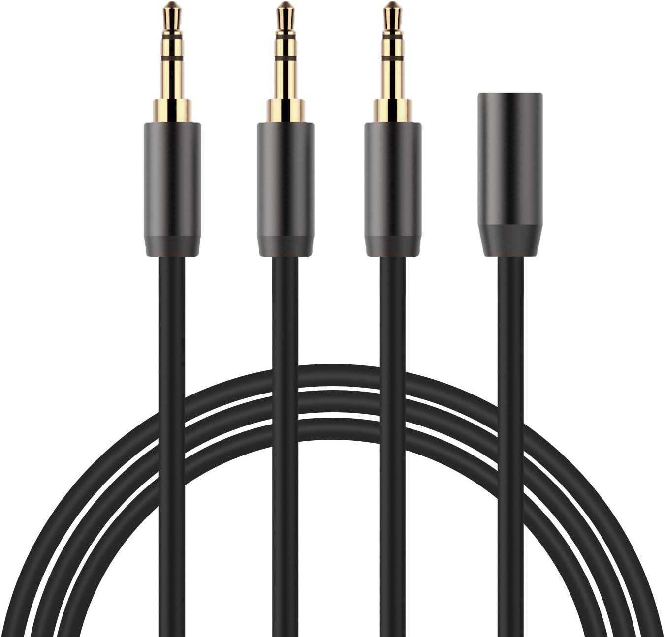MLVOC Auxiliary Audio Cable (2 pack), 3.5mm Premium AUX Cable Male to Male Aux Stereo Audio Male to Female Extension Cable (3.3ft/1m)