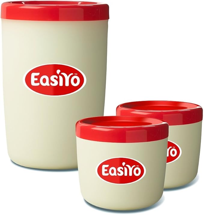 EasiYo 19416892602037 Yogurt Storage Jar and Lunch Taker Containers, Plastic, Red Lid Amazon.co