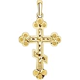 Takar Solid Sterling Silver Eastern Orthodox Cross Pendant Necklace Religious Jewelry Made in USA