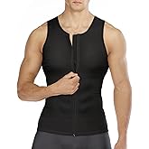 Wonderience Compression Shirts for Men Undershirts Slimming Body Shaper Waist Trainer Tank Top Vest with Zipper