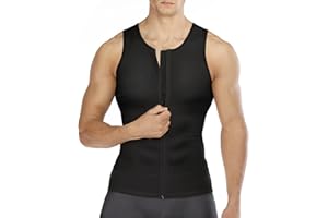 Wonderience Compression Shirts for Men Undershirts Slimming Body Shaper Waist Trainer Tank Top Vest with Zipper