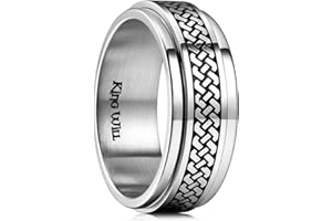 King Will Stainless Steel Anxiety Ring for Women Men Fidget Spinner Ring For Women Sand Blasted Finished Rose Gold/Rainbow/Gold Plated 8mm Width