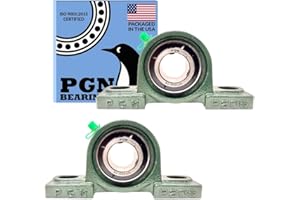 PGN UCP205-16 Pillow Block Bearing - Pack of 2 Mounted Chrome Steel Bearings with 1" Bore - Self Alignment