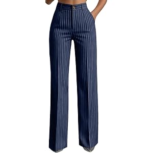 Ceboyel Women’s Pinstripe Dress Pants High Waist Trousers Business Casual Work Pants Teacher Outfit with Pockets