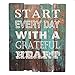 Stonebriar Rustic Wooden Worn Turquoise Inspirational Grateful Heart Wall Art with 3 Decorative Hooks