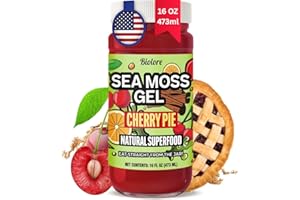 Biolore Cherry Pie Sea Moss Gel 16 oz - No Added Sugar, Vegan, Made in USA - Wildcrafted Sea Moss Superfood with 92 Essential Vitamins - Ready to Use, No Prep Needed
