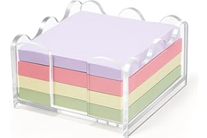 AceOrbit 1pc Scalloped Acrylic Sticky Note Holder, 3x3 Inch Clear Cute Notepad Holder Sticky Note Dispenser with Wave Design, Thick Acrylic Desk Organizer for Office, Home, Dorm, Classroom Desk